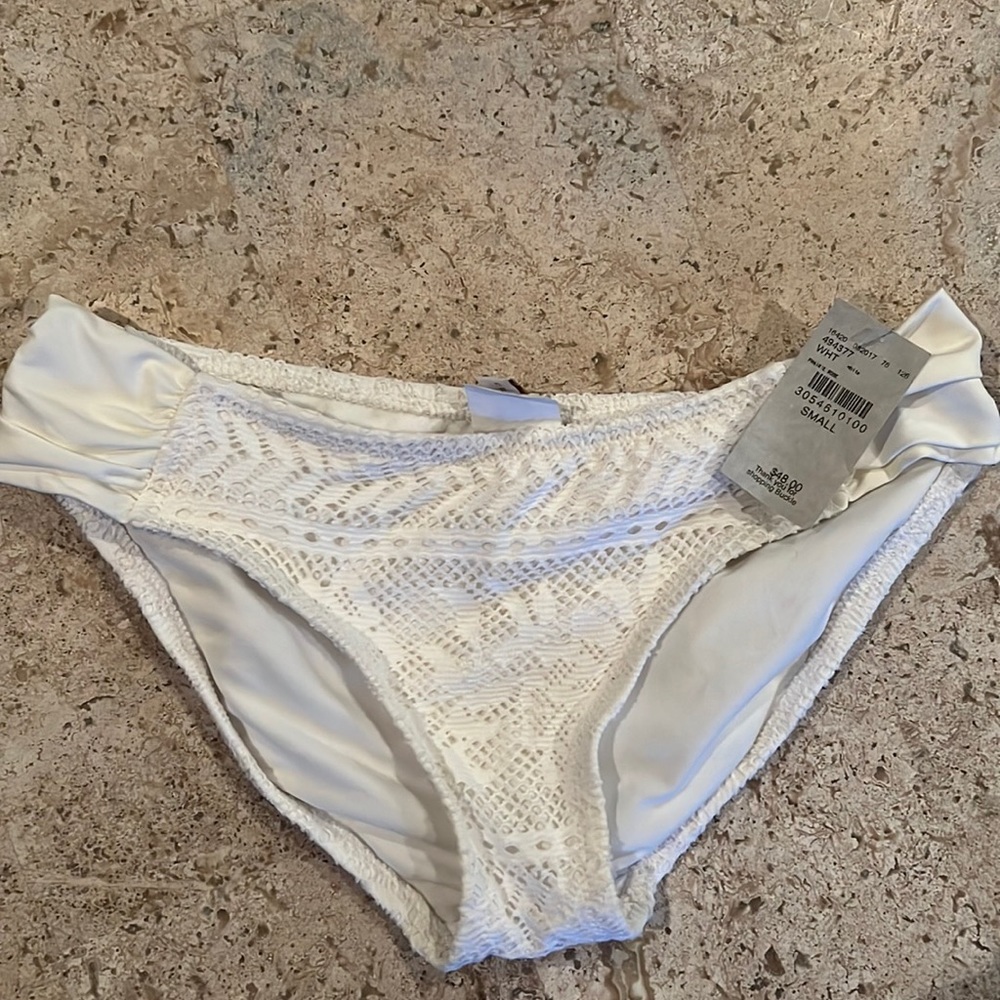 Becca Swim woven bikini bottoms crocheted Prairie Rose